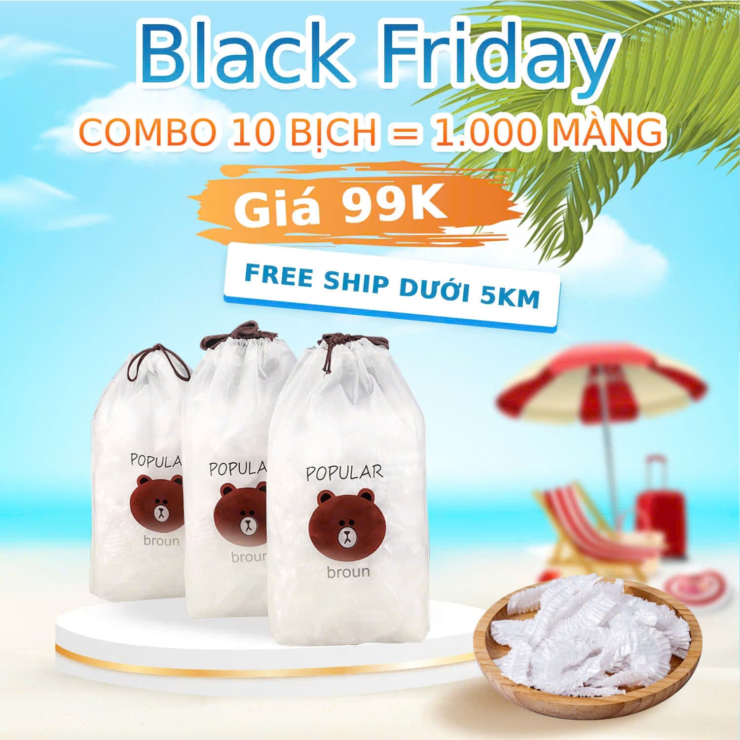Combo 10 Bịch Màng Bọc Thực Phẩm Con Gấu