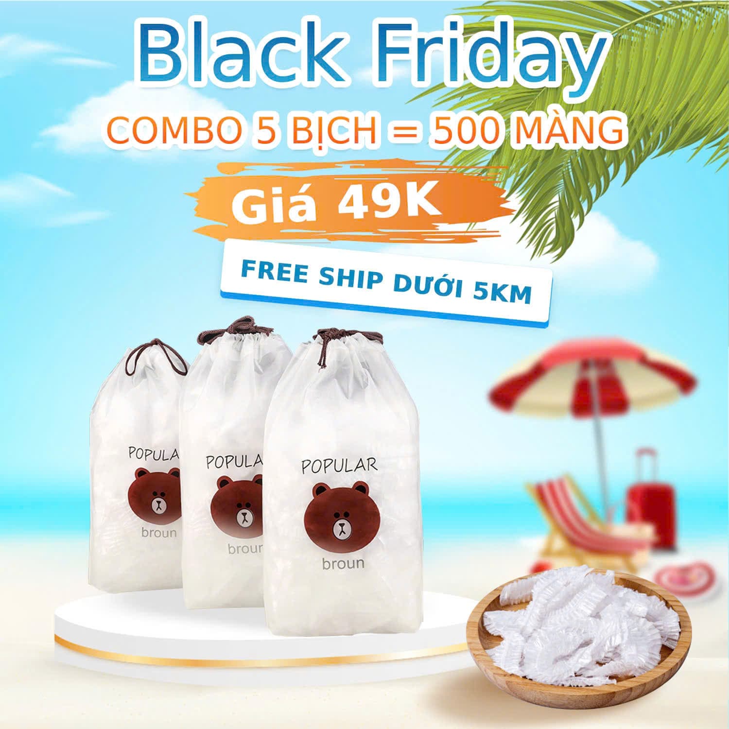 Combo 5 Bịch Màng Bọc Thực Phẩm Con Gấu
